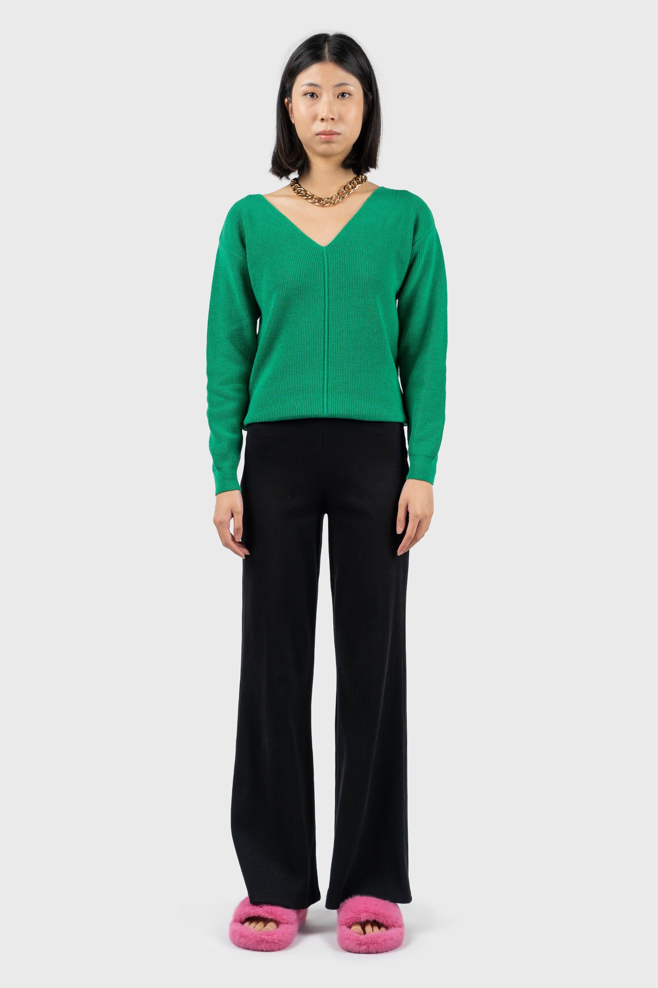 5110005 Green V-Neck Jumper main image 0