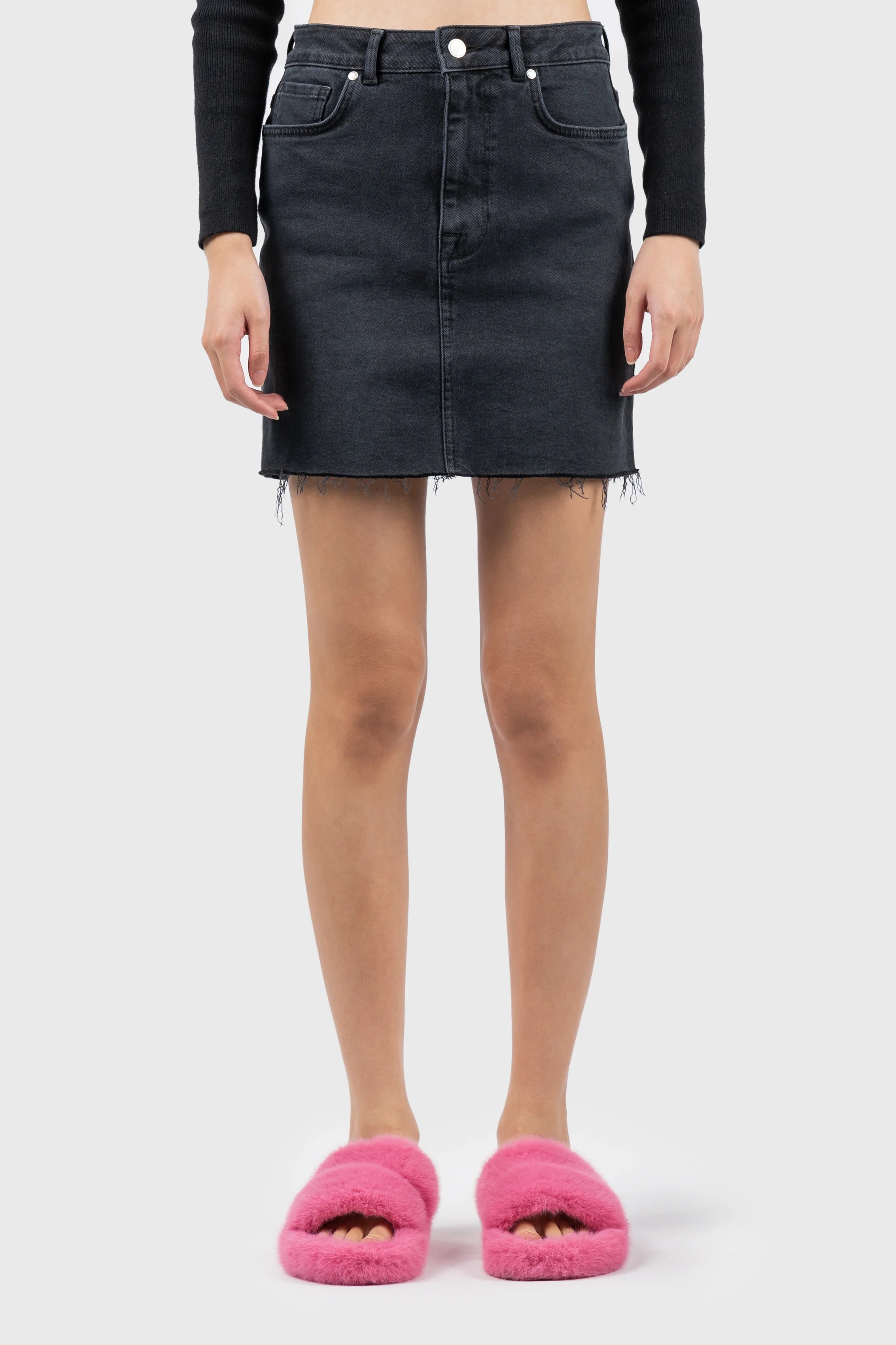 Blank Raw Hem Denim Mini Skirt