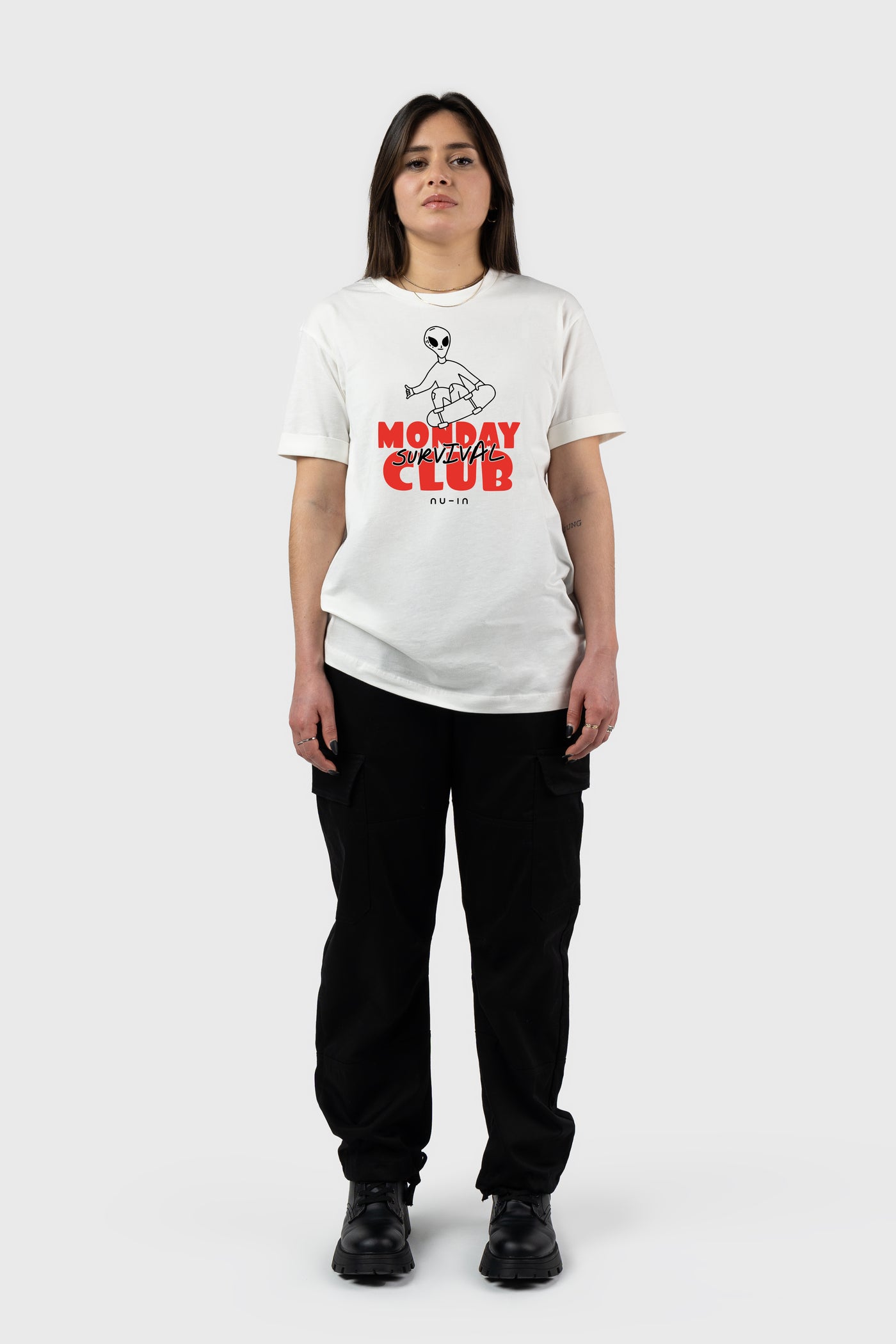 Monday Survival Club Roll-up Sleeves T-shirt