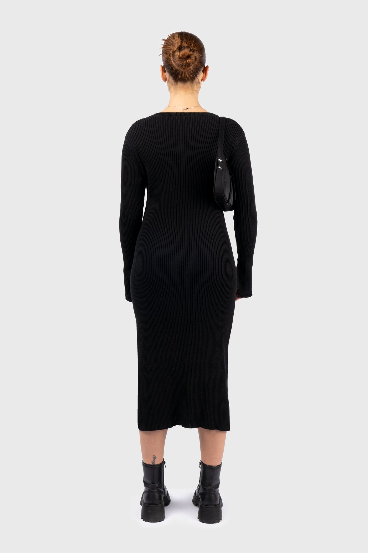 Ribbed Long Sleeve Knit Midi Dress – nu-in - Main Image