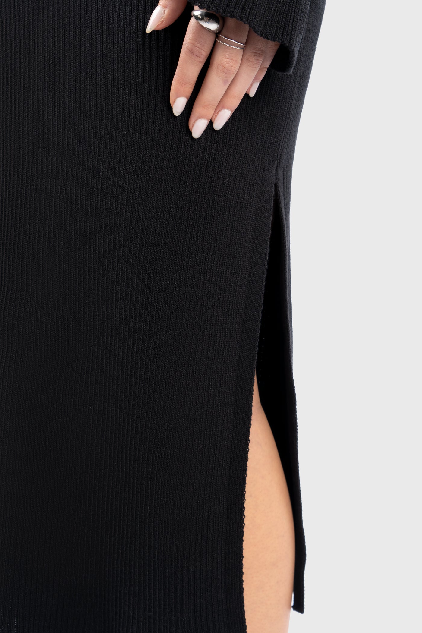 Ribbed Long Sleeve Knit Midi Dress