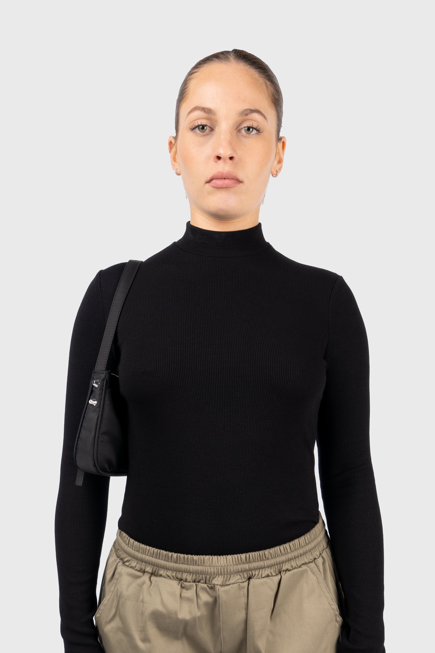 Ribbed Long Sleeve Mock Neck Top nu in