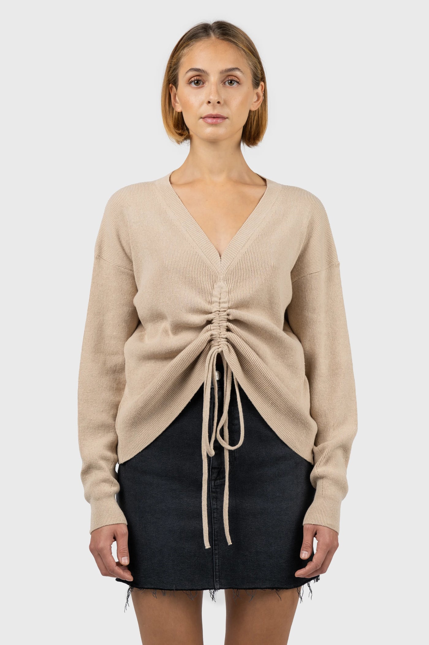 Front Ruched Knit Jumper