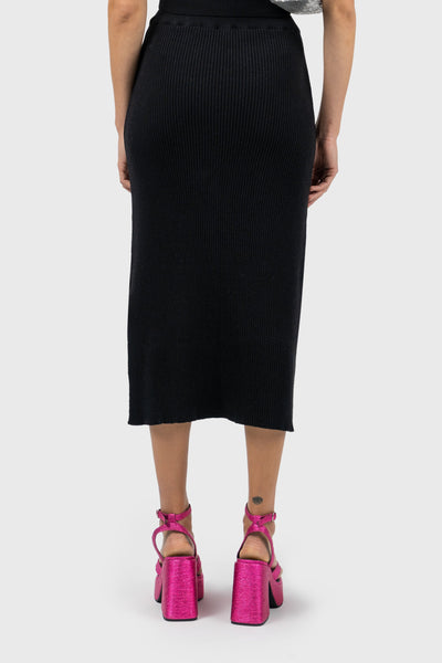 Ribbed Knit Pencil Skirt