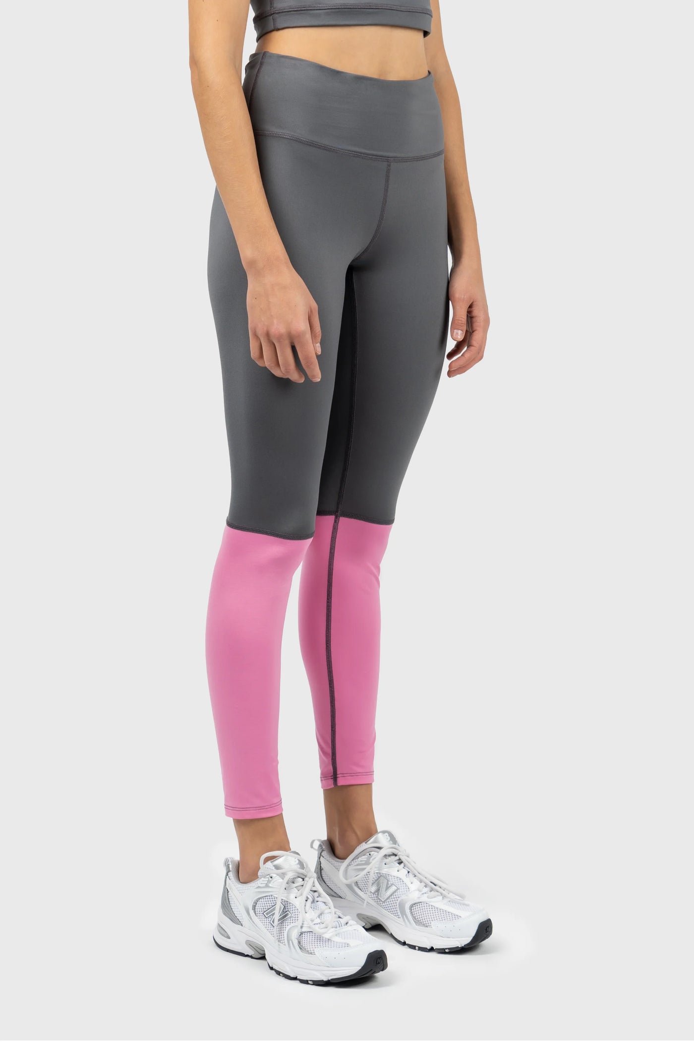 Grey and Pink Active Long Leggings