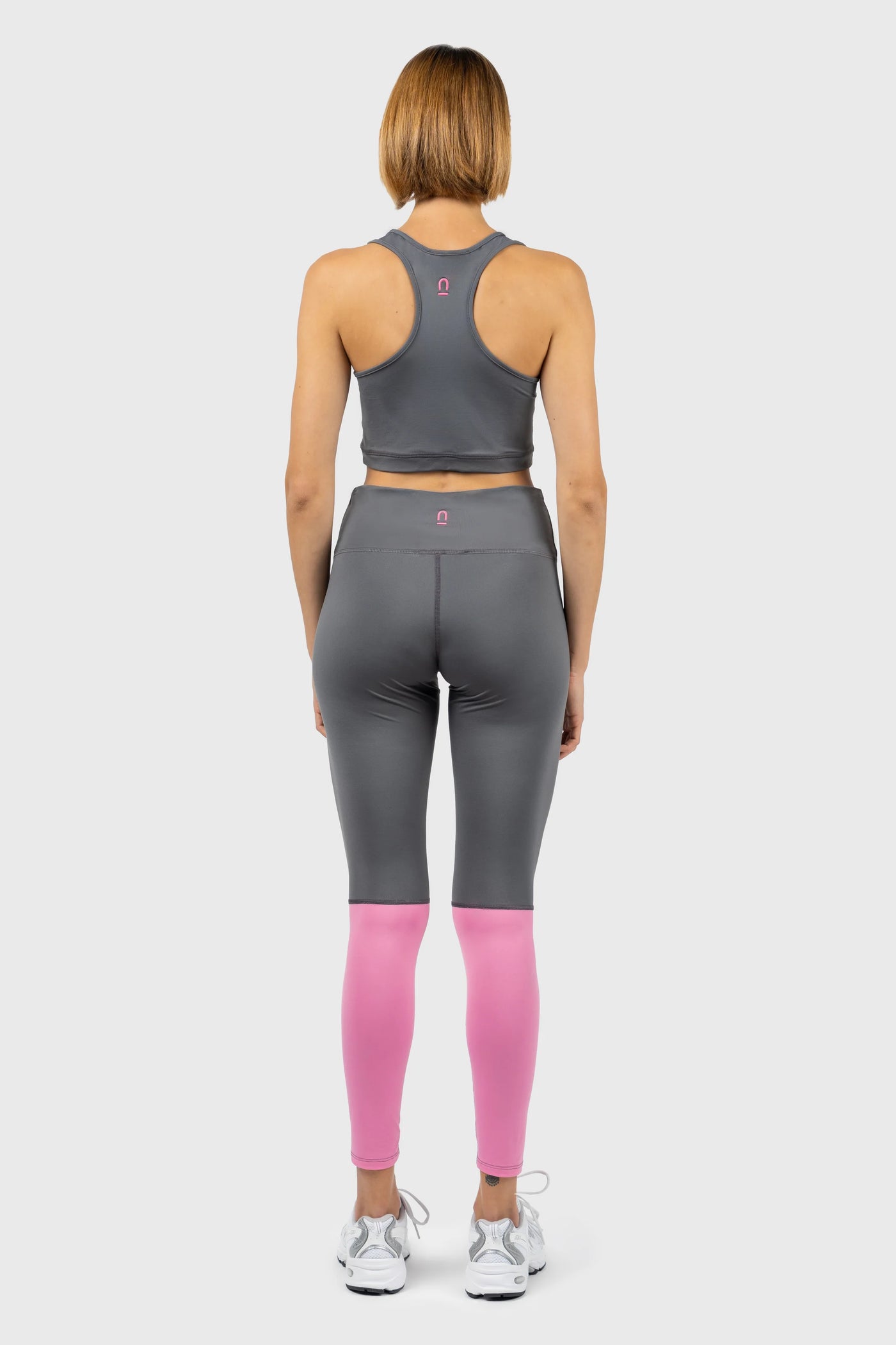 Grey and Pink Racer Back Sports Bra