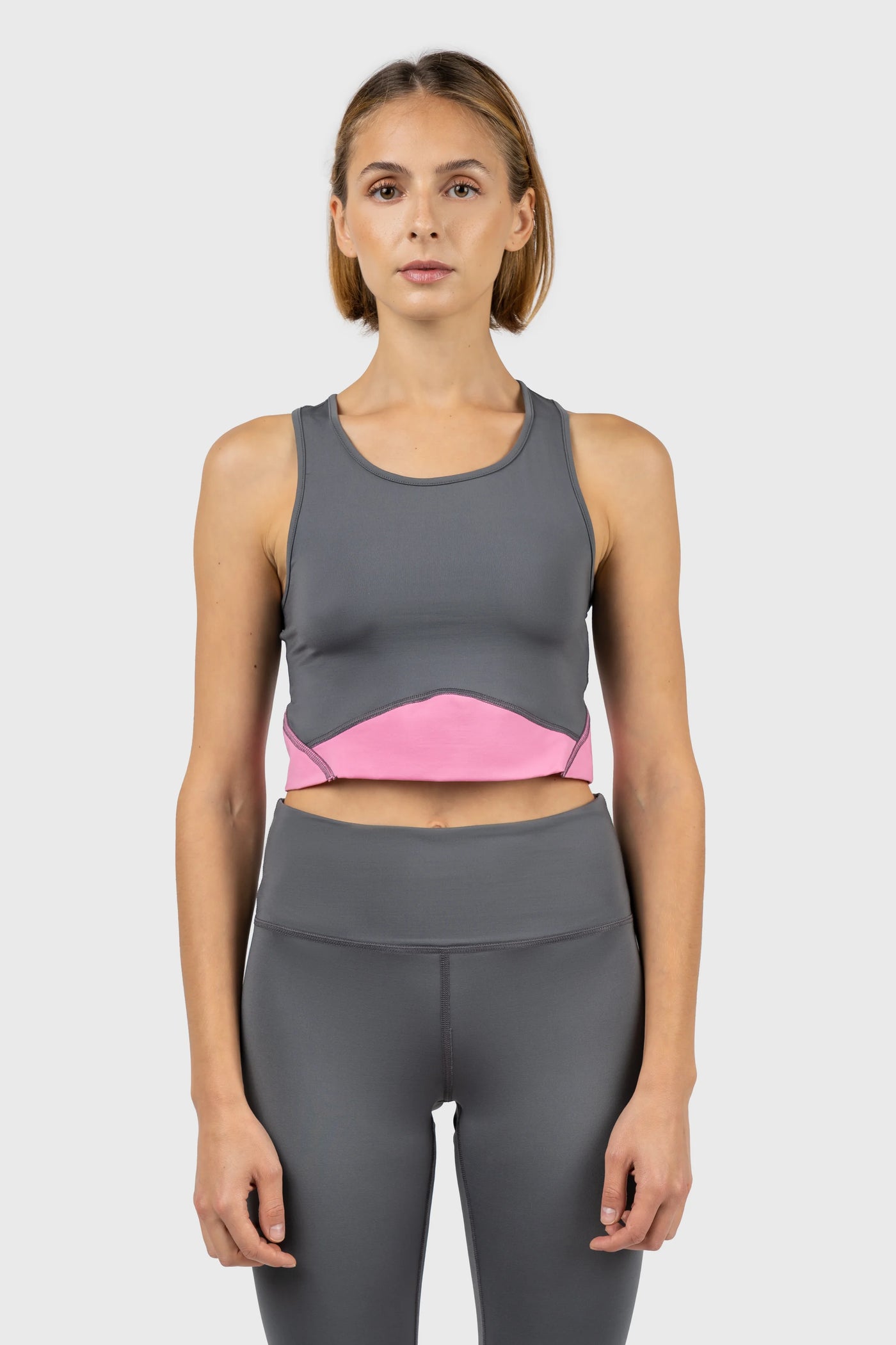 Grey and Pink Cropped Tank