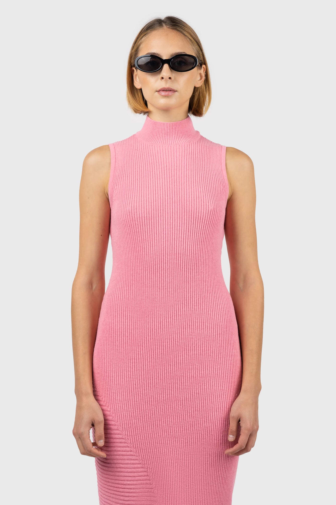 Asymmetric Hem Knit Dress nu-in Asymmetric Hem Knit Dress nu-in