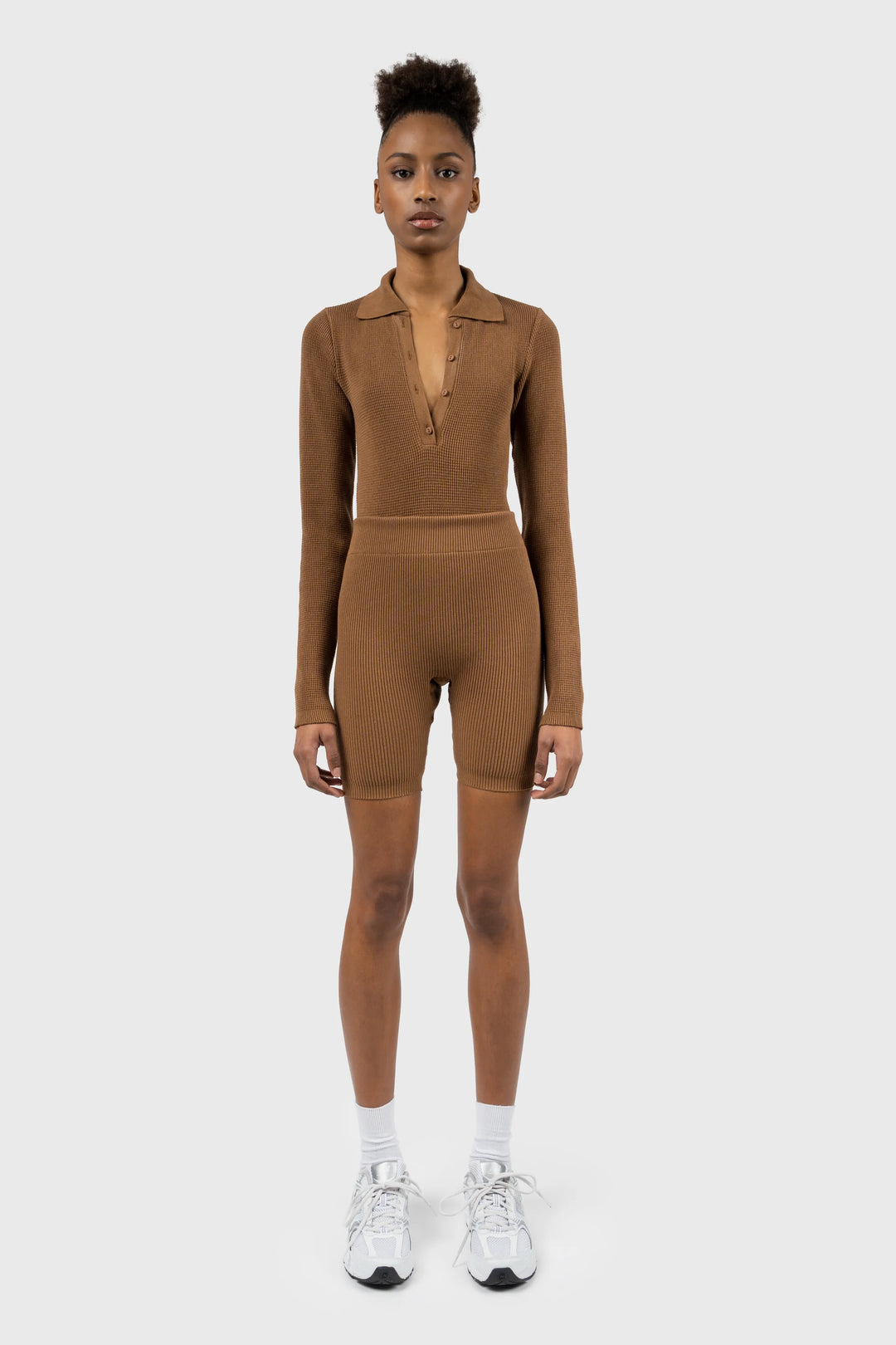 Waffle Ribbed Knitted Long Sleeve Bodysuit – nu-in