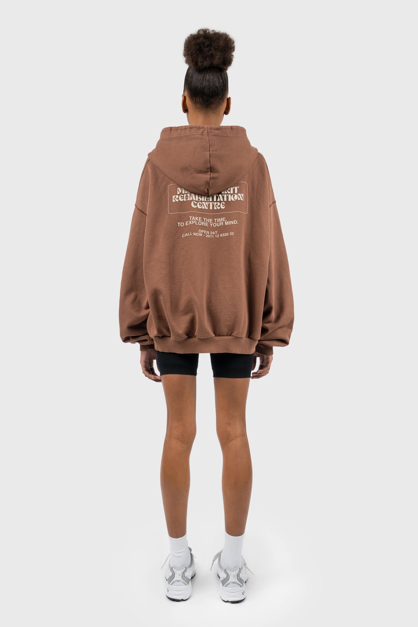 Wellness Print Zip Up Super Oversized Hoodie nu in