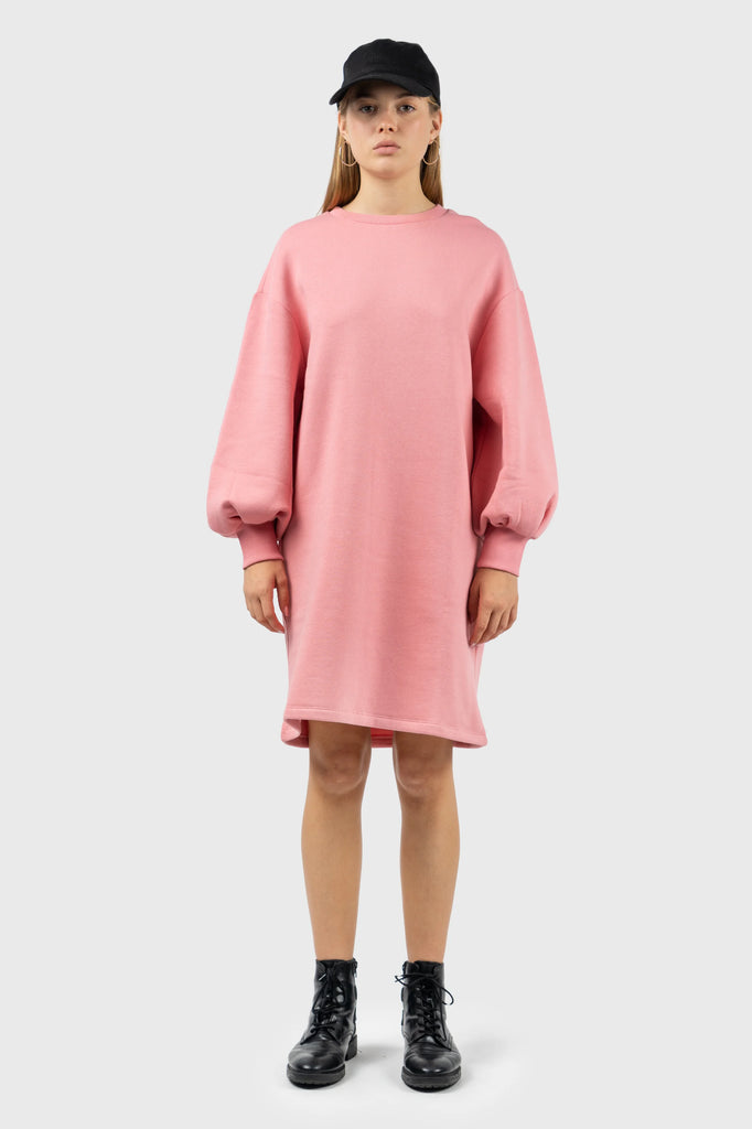 Pink Puff Sleeve Sweatshirt Dress – nu-in